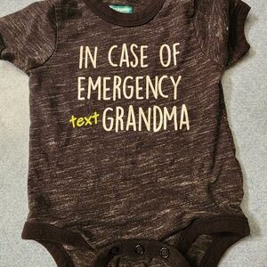 In Case Of Emergenxy Text Grandma Garanimals Charcoal Graphic Baby Onesie